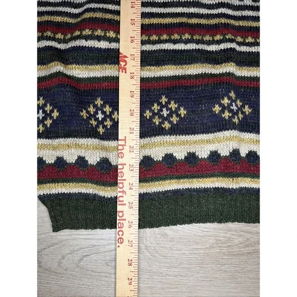 Vintage 90s David Taylor Men's Geometric Abstract Knit Crewneck Sweater size XLT - Picture 6 of 7